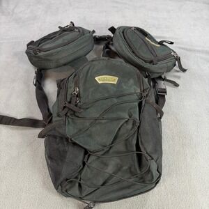Field & Stream Convertible Hiking Backpack System Green Modular Daypack Pouches